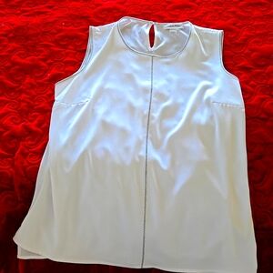 Calvin Klein Camisole, MEDIUM, White W Black Stitching, Polyester/Spandex
